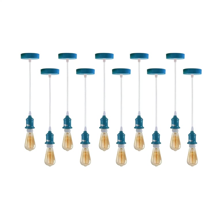 Cyan Blue Vintage Retro Pendant Light Fitting E27 Dimmable Adjustable Cable
