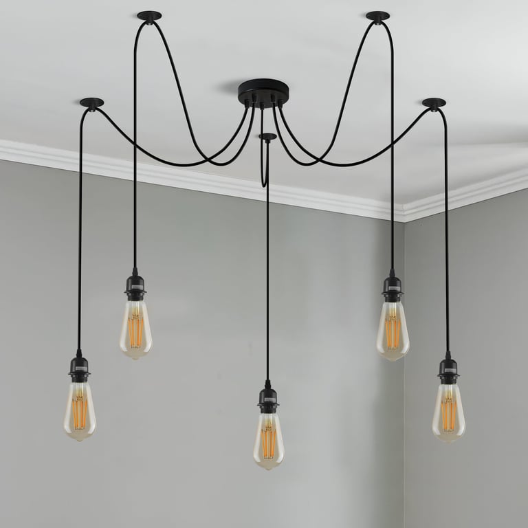 Black Pendant Light Spider with Multi-Layer Anti-Corrosion Paint and Adjustable Hanging Wires
