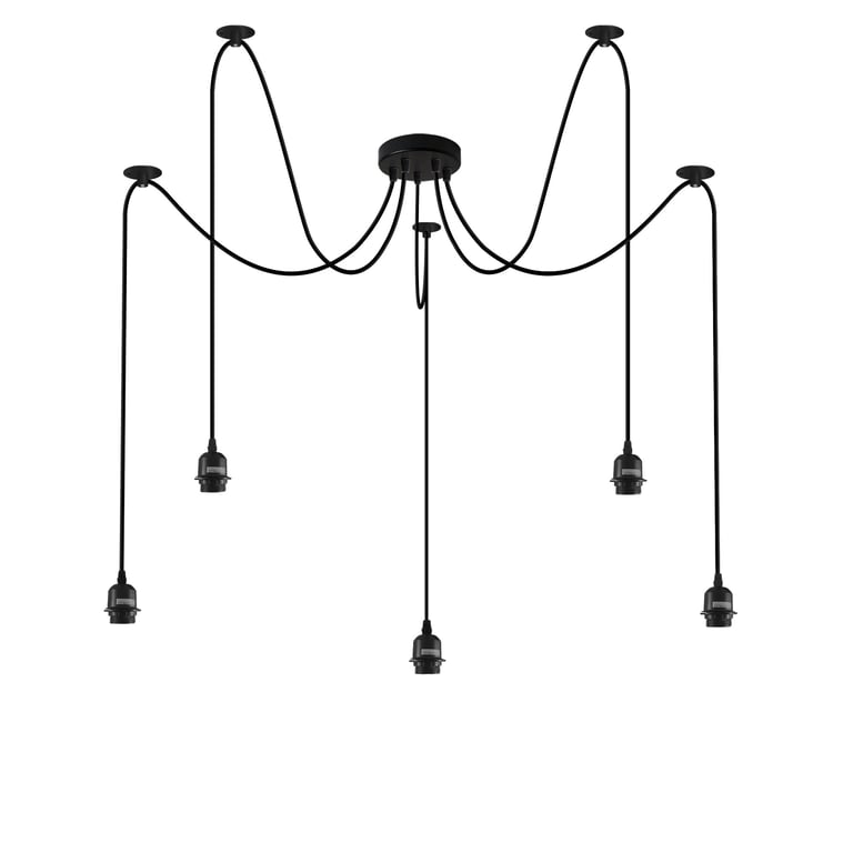 Black Pendant Light Spider with Multi-Layer Anti-Corrosion Paint and Adjustable Hanging Wires