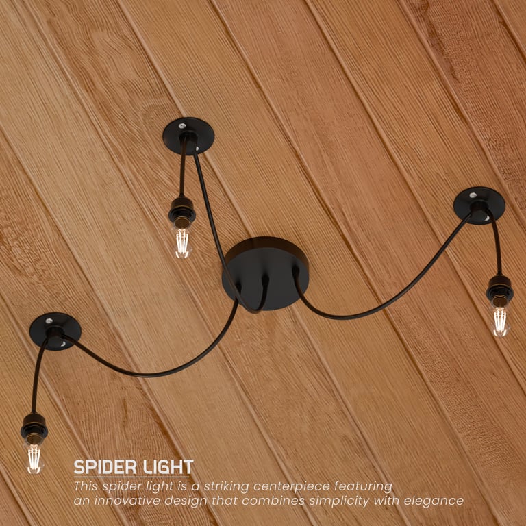 Black Pendant Light Spider with Multi-Layer Anti-Corrosion Paint and Adjustable Hanging Wires