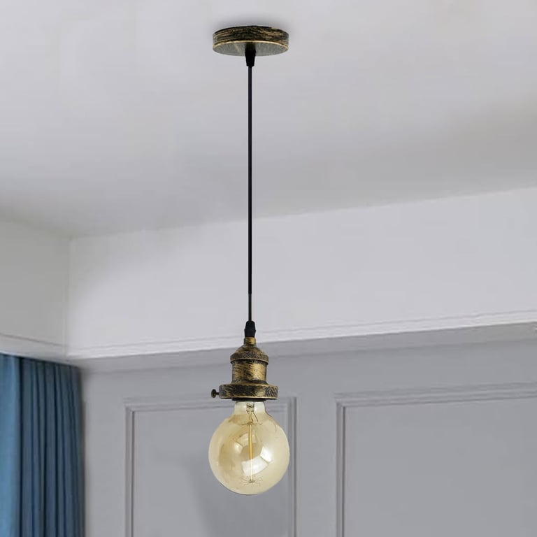 Vintage Industrial Pendant Lamp E27 Ceiling Rose Light Fitting Home Decorating Kit