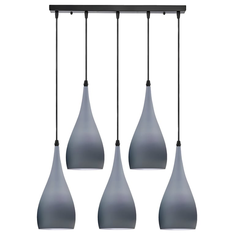 Vintage 5 Way Teardrop Ceiling Pendant Light - Adjustable Height Industrial Hanging Lamp