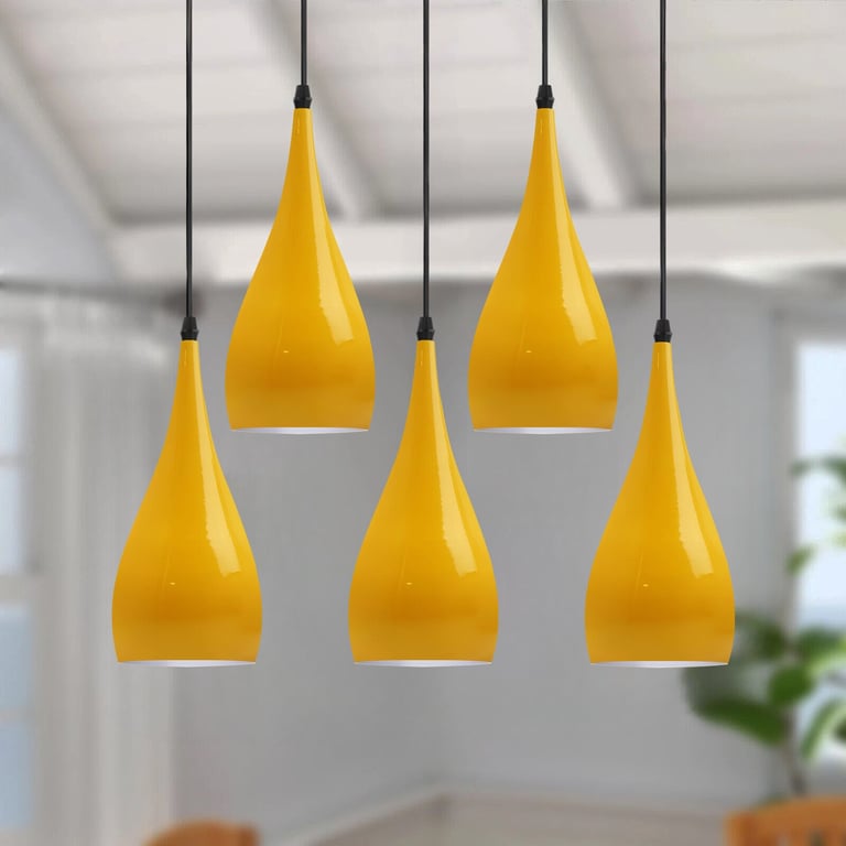 Vintage 5-Way Ceiling Pendant Light - Industrial Hanging Lamp with Adjustable Cord Length and Cozy Ambiance