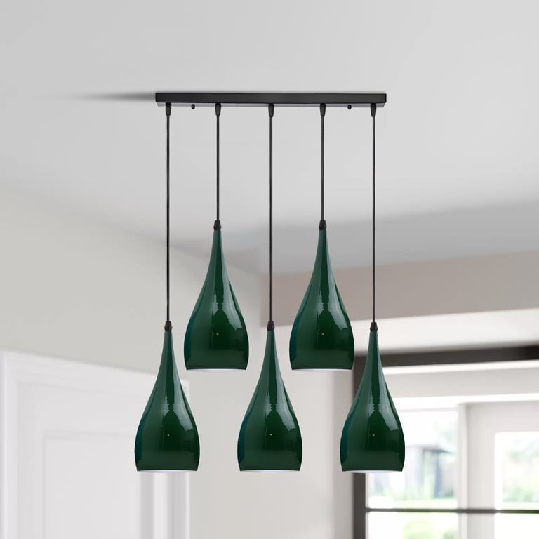 Vintage 5-Way Ceiling Pendant Light - Industrial Hanging Lamp with Adjustable Cord Length and Cozy Ambiance