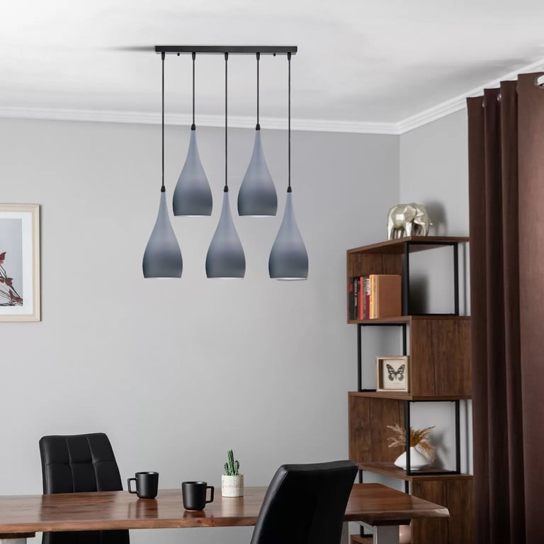 Vintage Industrial 5-Way Teardrop Pendant Light with Adjustable Cord