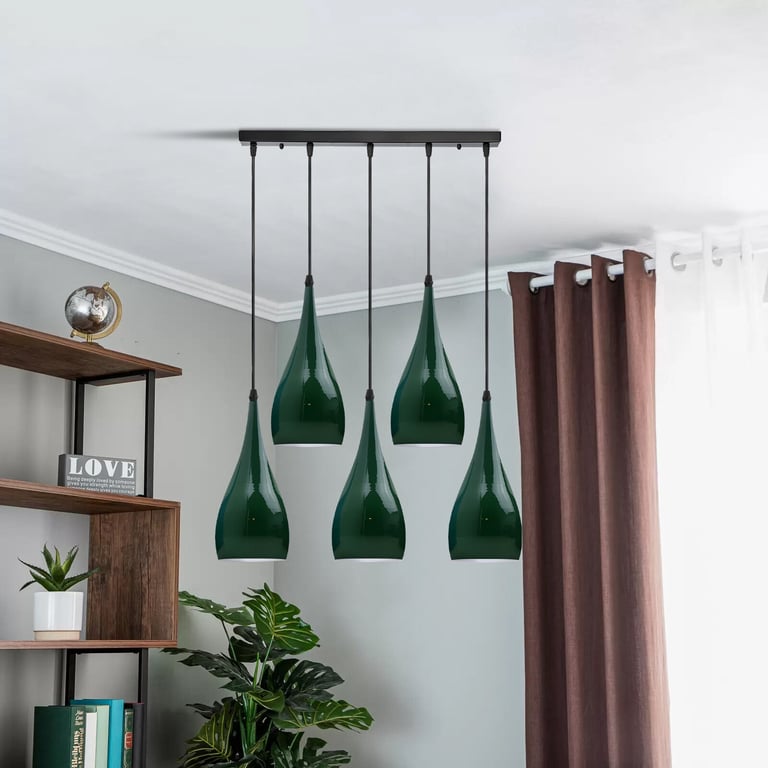 Vintage Industrial 5-Way Teardrop Pendant Light with Adjustable Cord