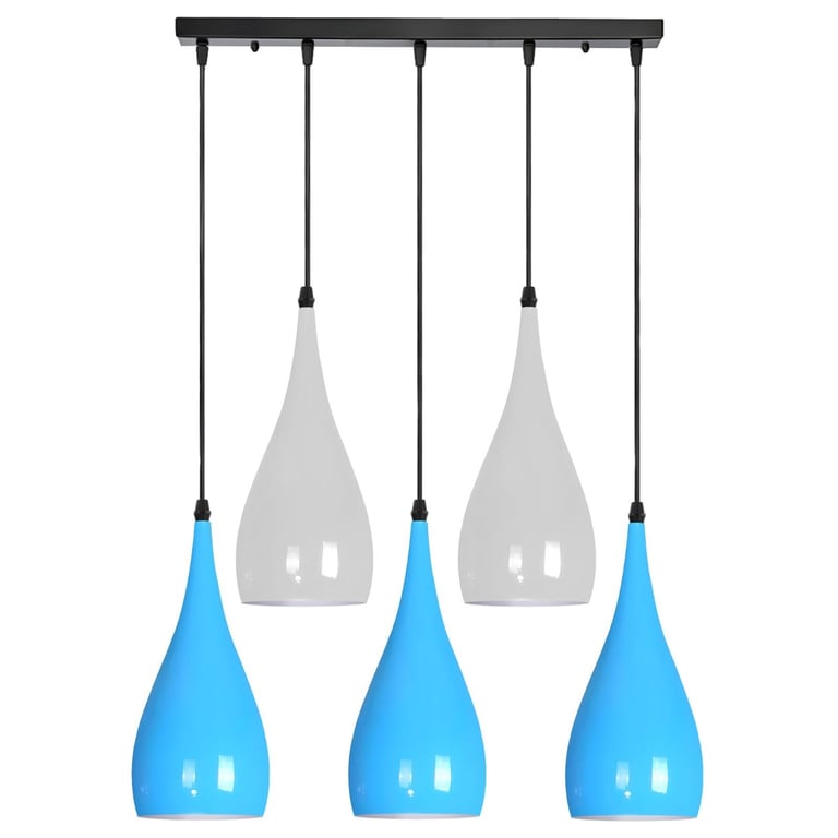 Industrial 5-Way Ceiling Pendant Light - Adjustable Height, High Gloss Finish