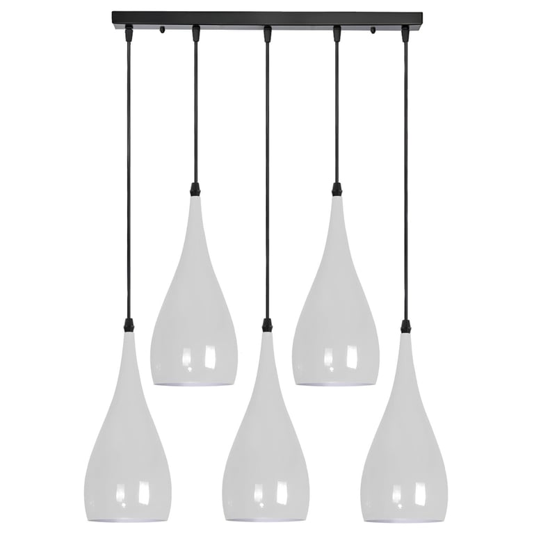 5 Way Industrial Pendant Light - Minimalist High Gloss Finish Hanging Lamp