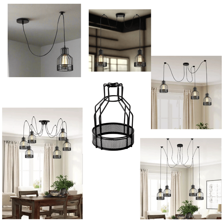 Industrial Spider Pendant Light - Edison Style Bulb Metal Ceiling Fixture