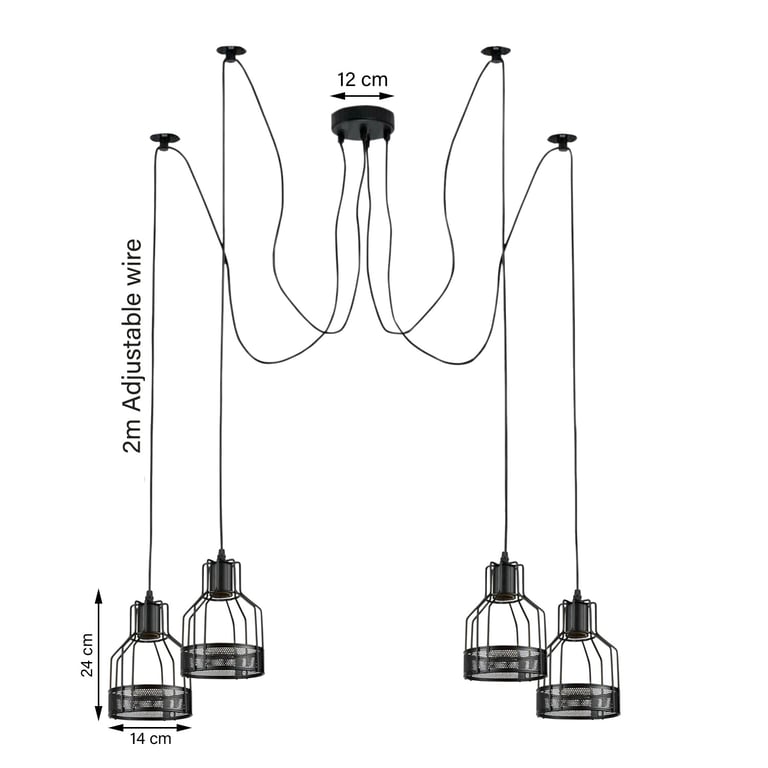 Industrial Spider Pendant Light - Edison Style Bulb Metal Ceiling Fixture