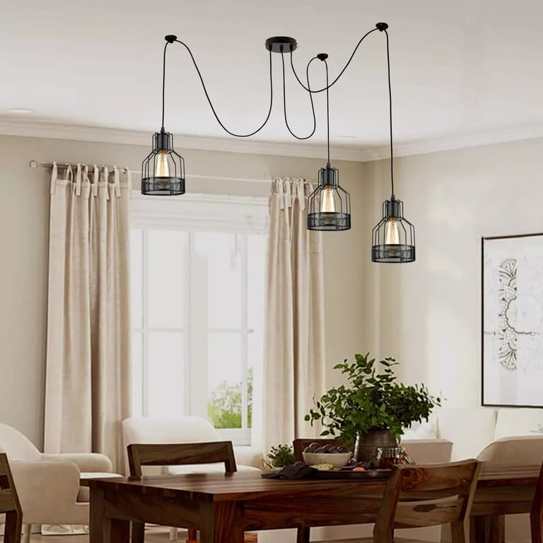 Industrial Spider Pendant Light - Edison Style Bulb Metal Ceiling Fixture