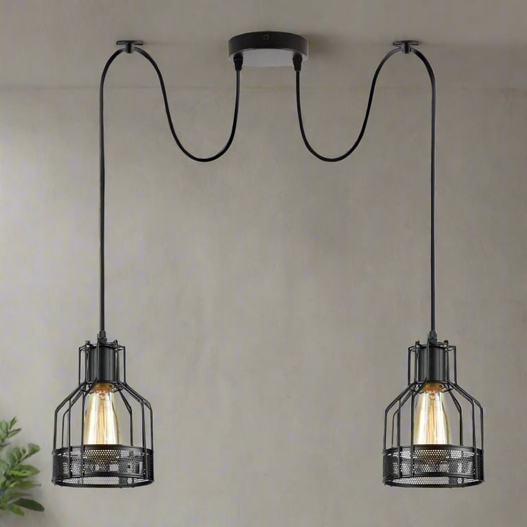 Industrial Spider Pendant Light - Edison Style Bulb Metal Ceiling Fixture