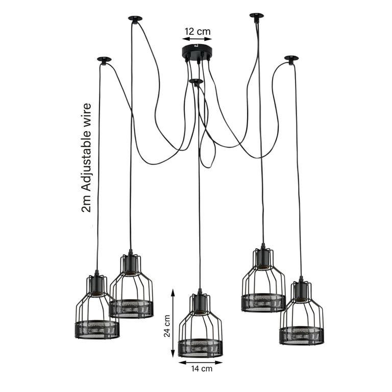 Industrial Spider Pendant Light - Edison Style Bulb Metal Ceiling Fixture