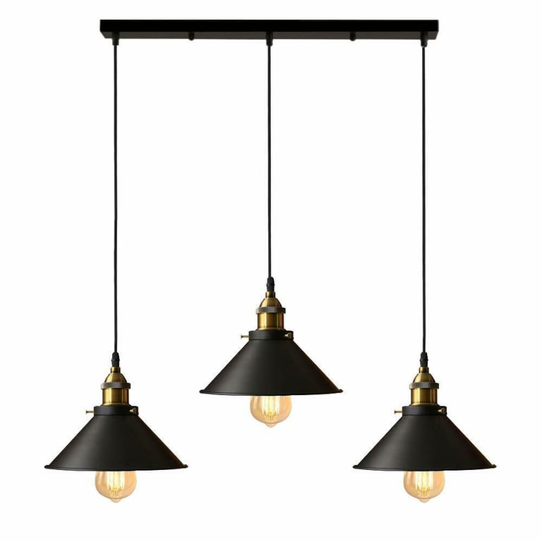 Adjustable 3-Way E27 Metal Ceiling Pendant Light - White & Black Finish