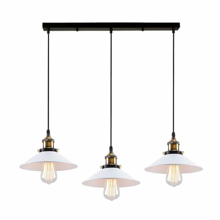 Adjustable 3-Way E27 Metal Ceiling Pendant Light - White & Black Finish