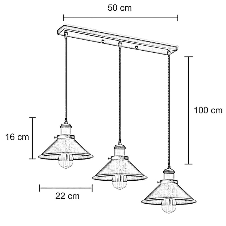 Adjustable 3-Way E27 Metal Ceiling Pendant Light - White & Black Finish