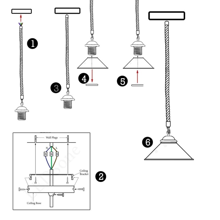 Hemp Rope Pendant Light - Warm E27 Base Decor Lighting