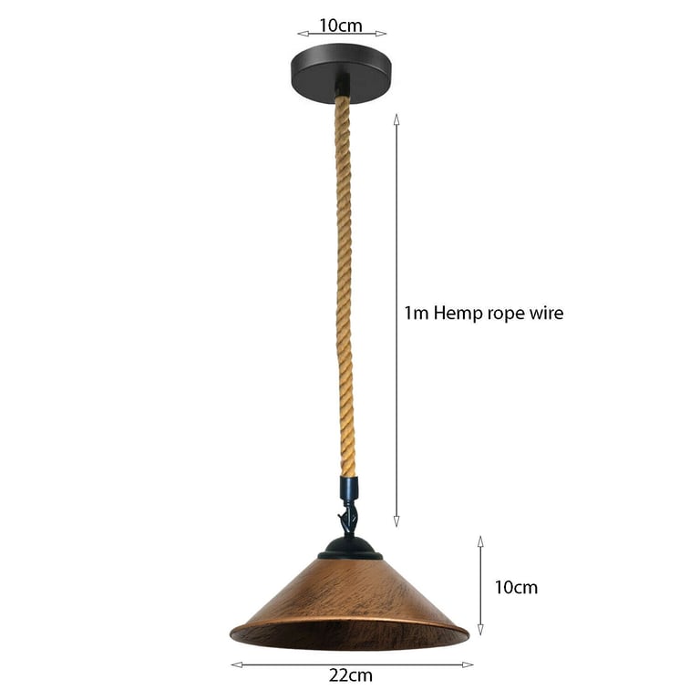 Hemp Rope Pendant Light - Warm E27 Base Decor Lighting