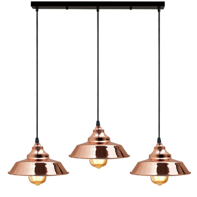 Rose Gold Three Outlet Modern Pendant Lights for Kitchen Island and Bar Area Lighting
