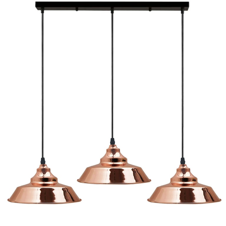 Rose Gold Three Outlet Modern Pendant Lights for Kitchen Island and Bar Area Lighting