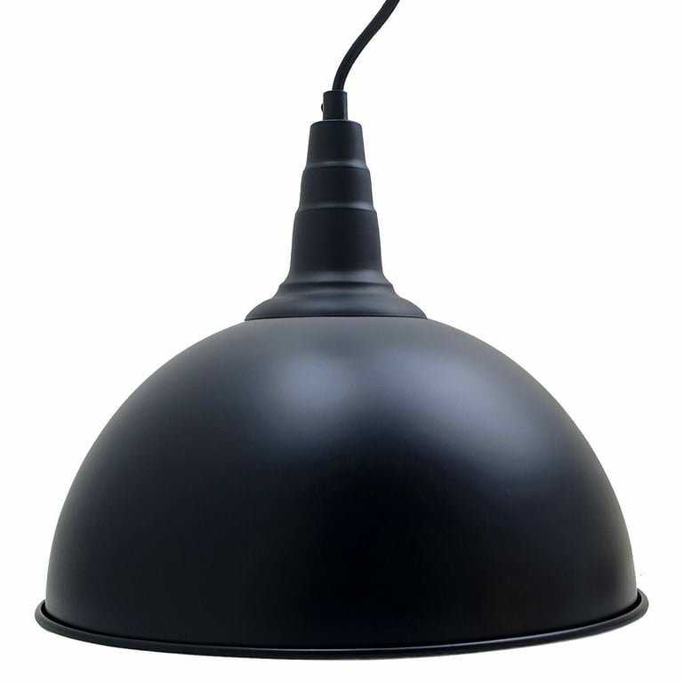Black Industrial Vintage Style Ceiling Pendant Light Fitting E27 Bulb Compatible Metal Lampshade