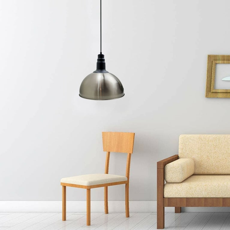 Modern Satin Nickel Pendant Light - Sleek E27 Base Ceiling Mount Lighting