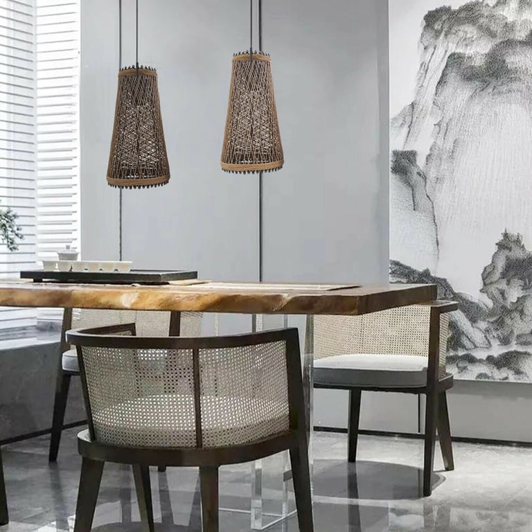 Modern Wicker Rattan Basket Style Ceiling Pendant Light Shade - Create Warm Romantic Atmosphere