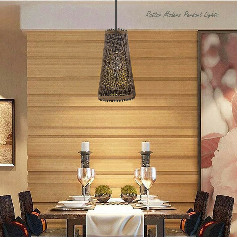 Modern Wicker Rattan Basket Style Ceiling Pendant Light Shade - Create Warm Romantic Atmosphere