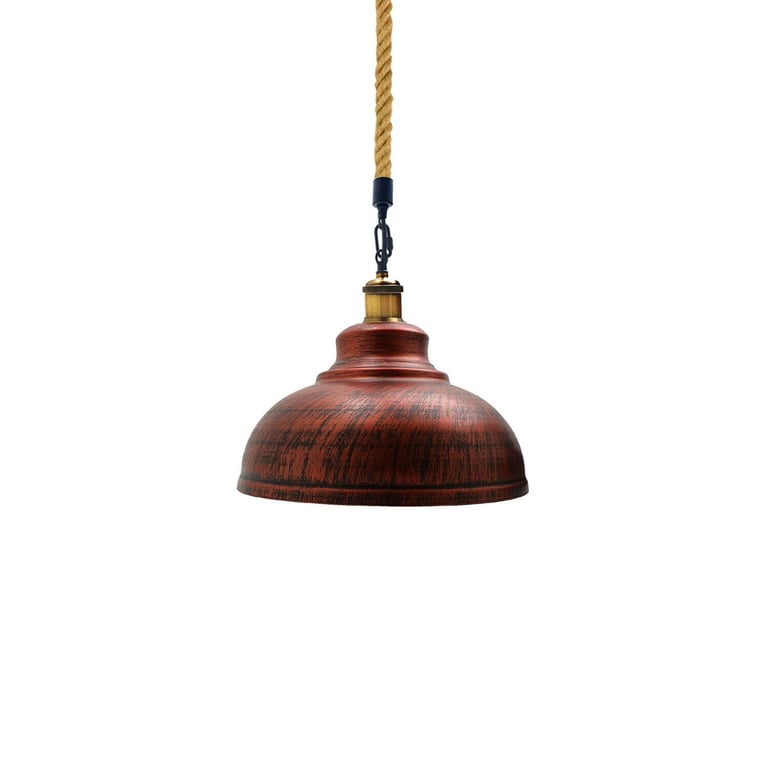 Rustic Red Vintage Metal Ceiling Hemp Hanging Retro Pendant Light Fixture