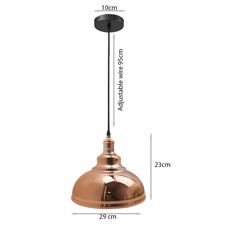 Metal Pendant Light - Rose Gold E27 Adjustable Modern Home Decor Lighting