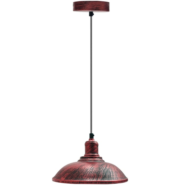 Rustic Red Industrial Style Metal Pendant Light - Modern Steel Lampshade