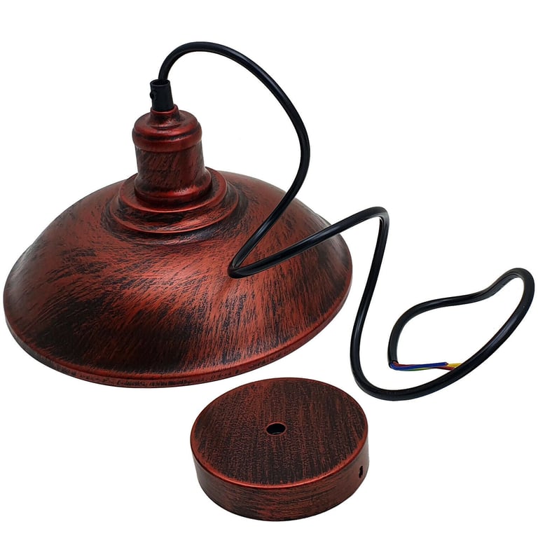 Rustic Red Industrial Style Metal Pendant Light - Modern Steel Lampshade