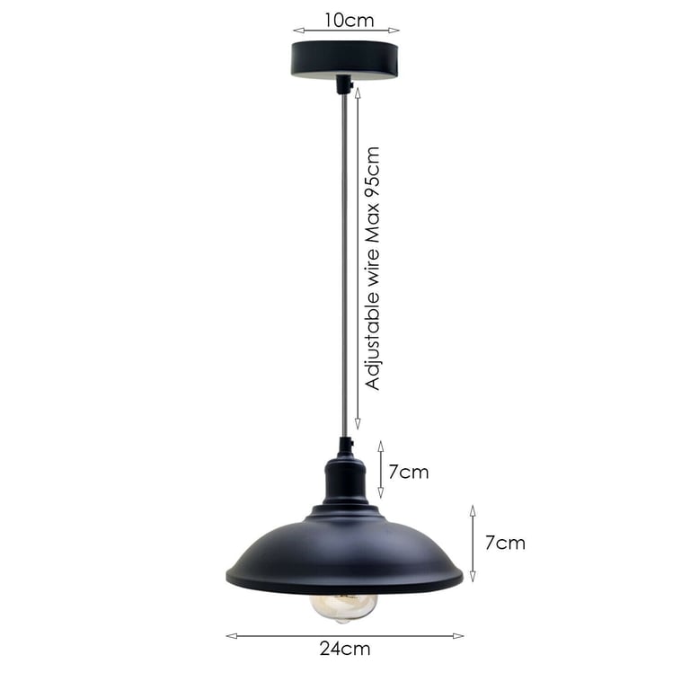 Black Metal Retro Industrial Pendant Light Shade - Vintage Style Ceiling Lamp Fixture
