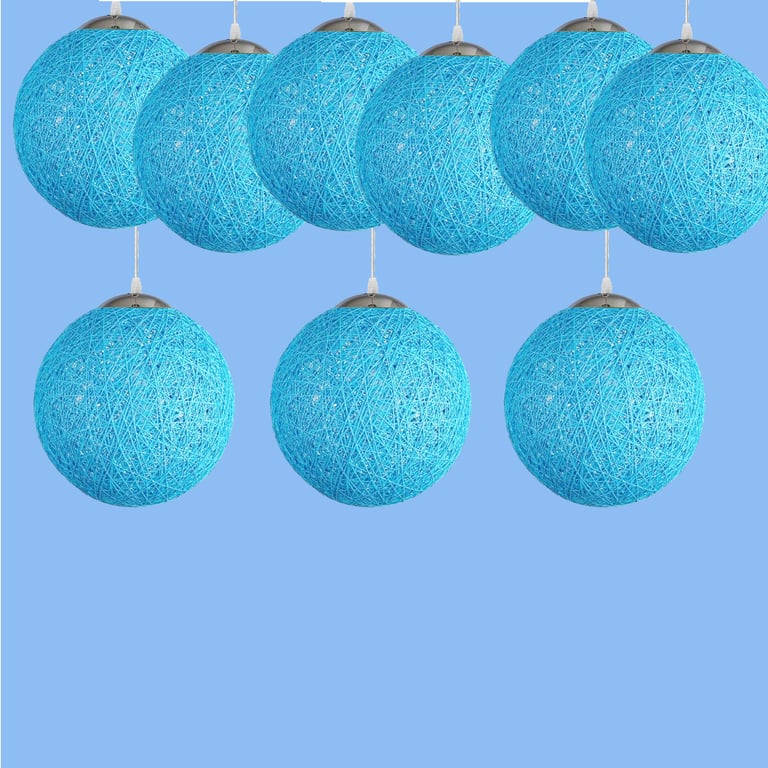 Blue Style Rattan Wicker Pendant Light - E27 Socket Ceiling Hanging Decoration Lampshade