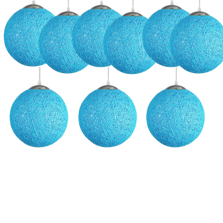Blue Style Rattan Wicker Pendant Light - E27 Socket Ceiling Hanging Decoration Lampshade