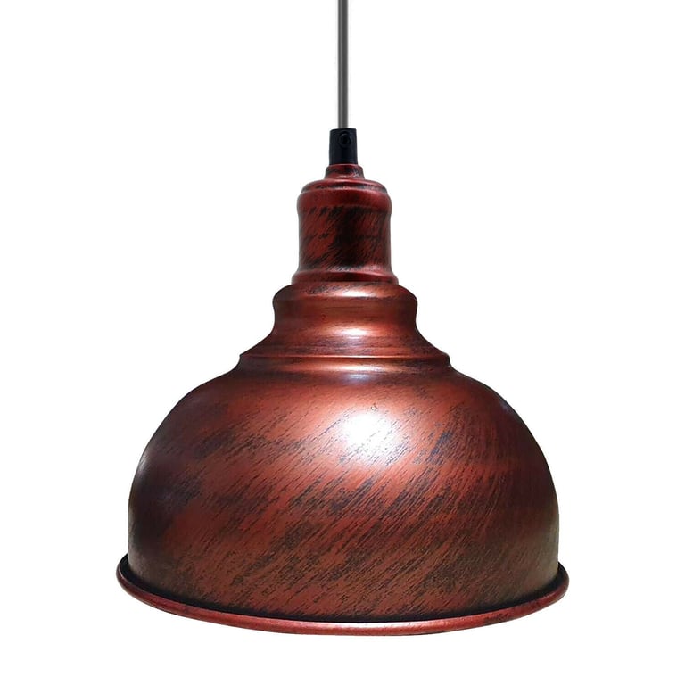 Rustic Red Industrial Metal Ceiling Pendant Shade - Vintage Retro Style Light Fixture