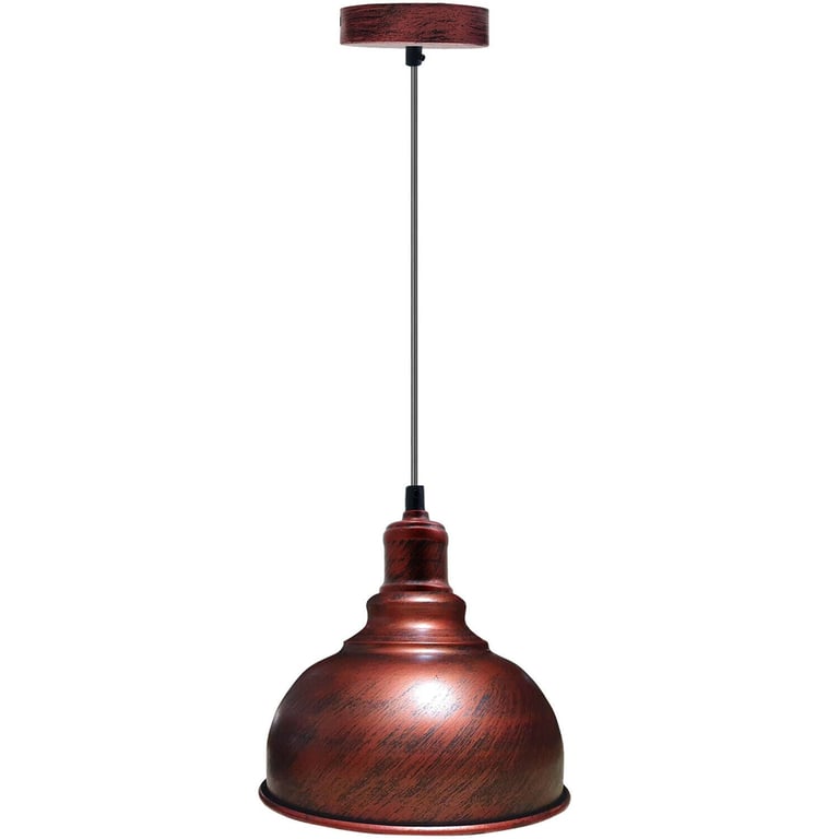 Rustic Red Industrial Metal Ceiling Pendant Shade - Vintage Retro Style Light Fixture