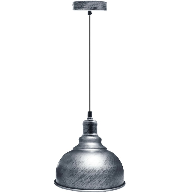 Brushed Silver Retro Pendant Light - Industrial Style Cage Metal Shade