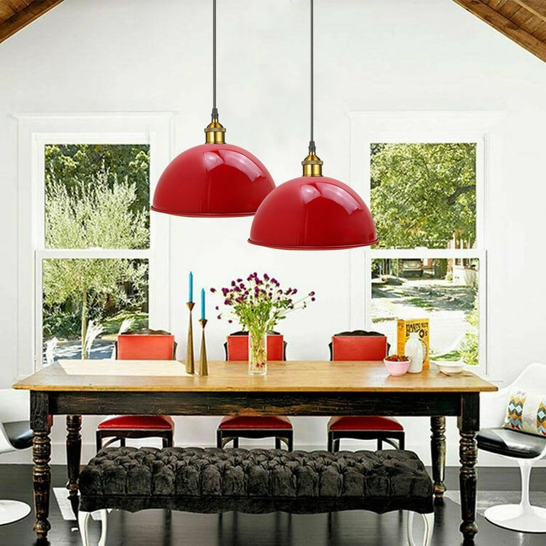 Red Retro Metal Cafe Diner Ceiling Light Pendant Modern Lampshade