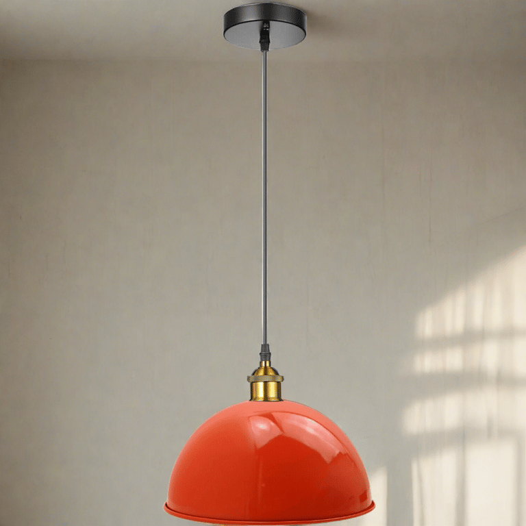 Modern Orange Metal Ceiling Shade Pendant Light - Contemporary Home Office Lighting