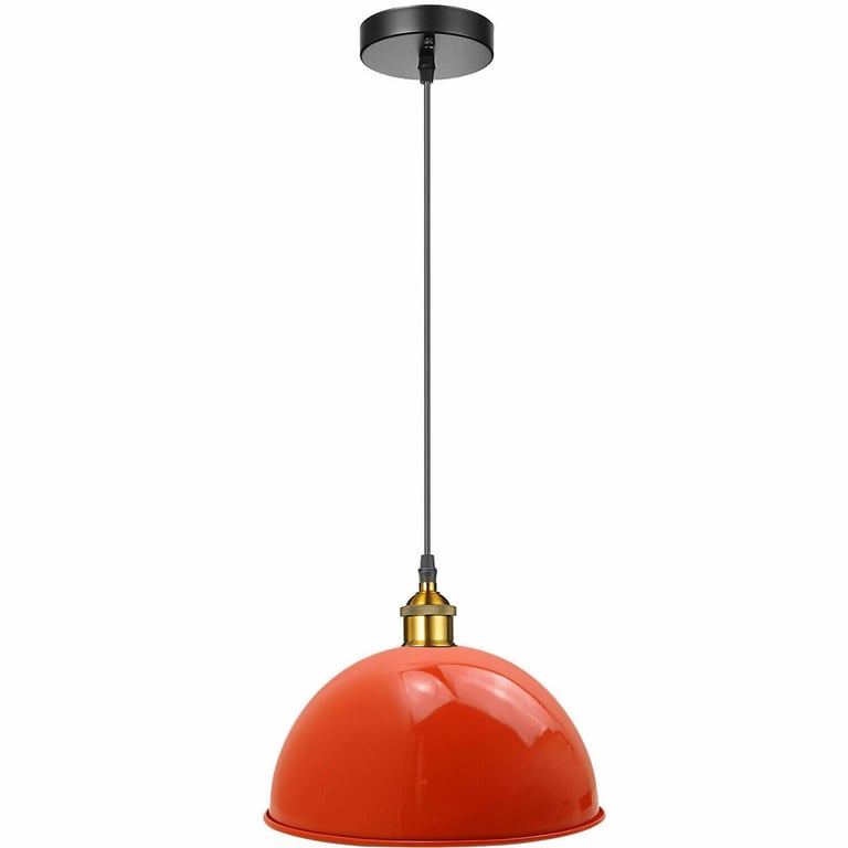 Modern Orange Metal Ceiling Shade Pendant Light - Contemporary Home Office Lighting