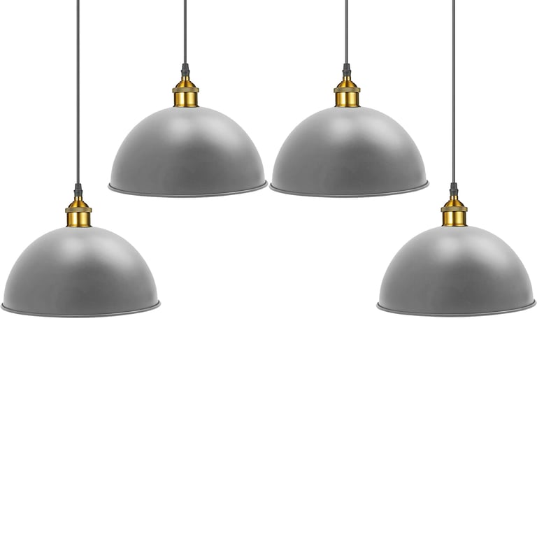 Grey Metal Ceiling Light Modern Pendant Shade with E27 Holder and Retro Design