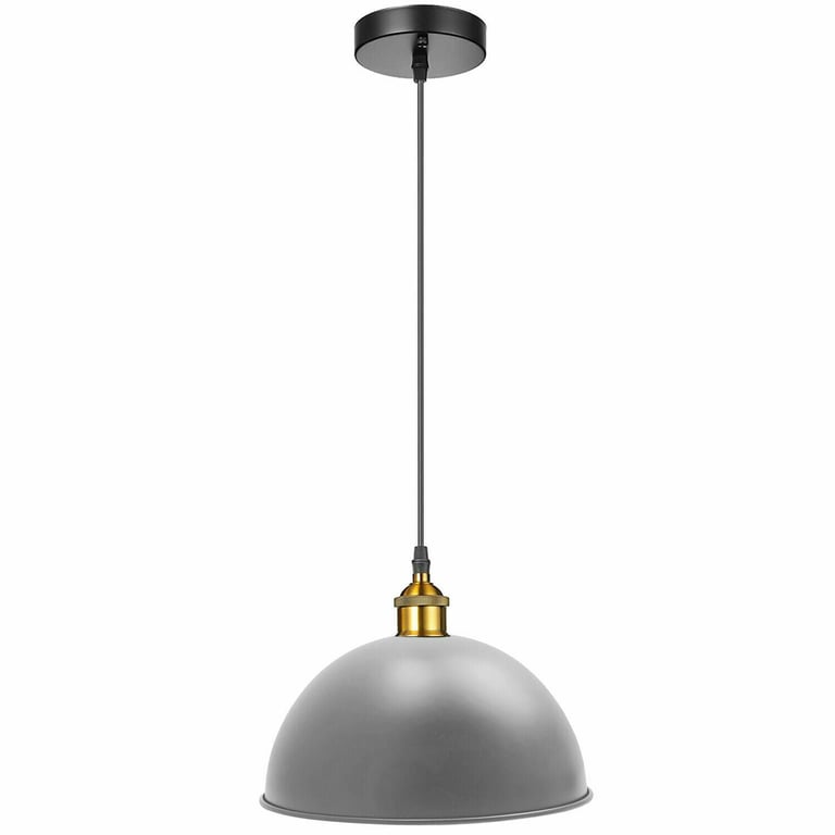 Grey Metal Ceiling Light Modern Pendant Shade with E27 Holder and Retro Design