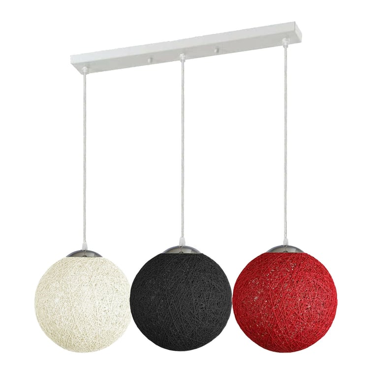 Rattan Multi Outlet Lattice Wicker Globe Shade - Easy Installation Home Lighting Fixture