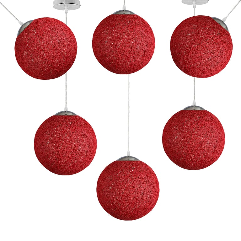Red Wicker Rattan Lampshade Ceiling Pendant Light - E27 Socket, Home Decor, Dining & Living Room Use