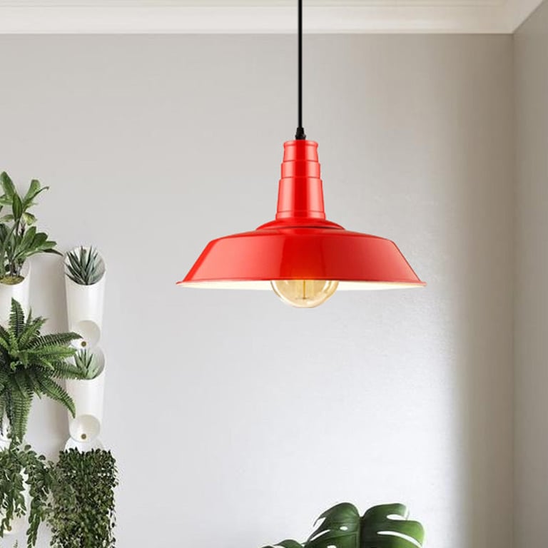 Modern Red Metal Pendant Light Shade with E27 Bulb Included
