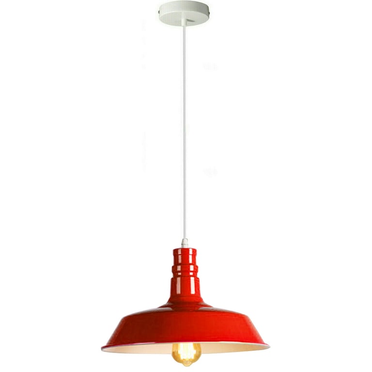 Modern Red Metal Pendant Light Shade with E27 Bulb Included