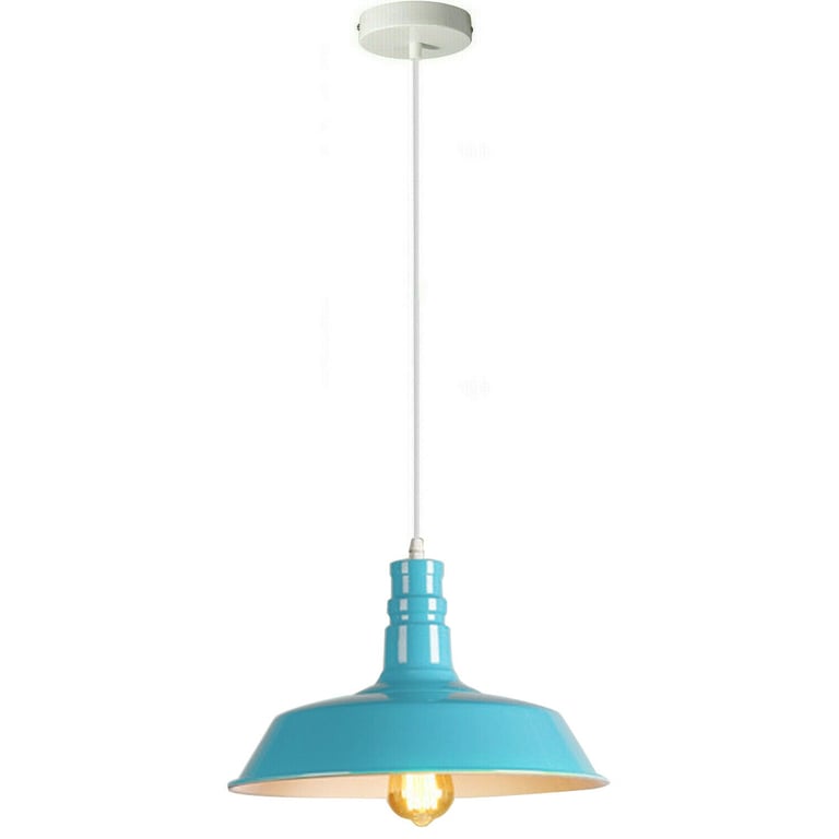 Modern Light Blue Pendant Light - Metal Plated Ceiling Shade with E27 Bulb Compatibility