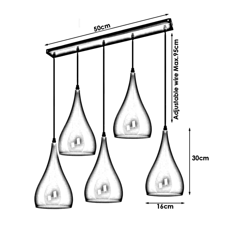 Green 5 Outlet Adjustable Hanging Pendant Lighting Set - Minimalist Ceiling Light Fixtures