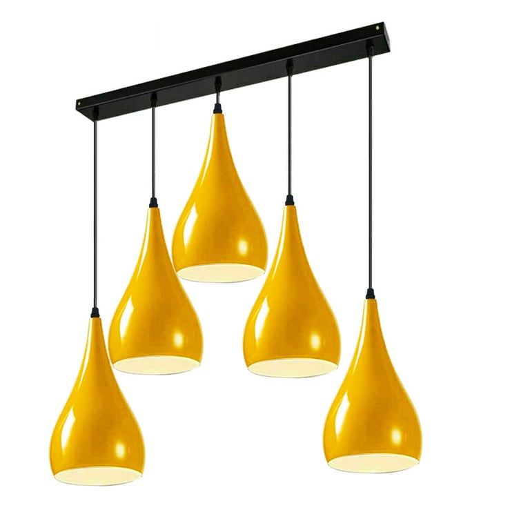 Yellow 5 Outlet Ceiling Light Fixtures - Modern Black Hanging Pendant Lighting for Kitchen Island or Romantic Home Decor